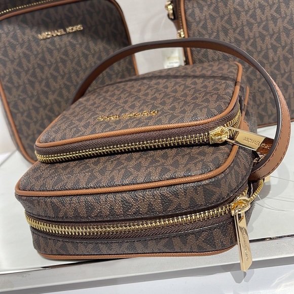 Michael Kors Women's Jet Set Travel Medium Logo Adult Crossbody Bag Brown - Picture 14 of 16